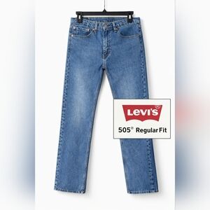 Levi's 505 Regular Straight Jeans Mens W32 L30 Blue Denim Red Tab Classic